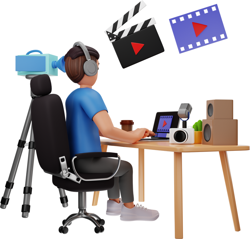 Video Editor 3D Character Illustration